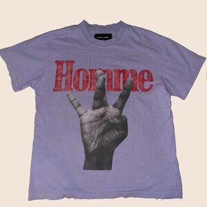Homme + Femme Twisted Fingers Tee Lavender with red/yellow Size Small S